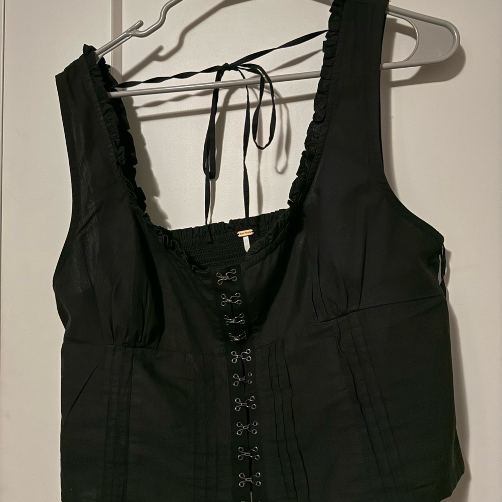 Free People Black Hook-and-Eye Corset Tank